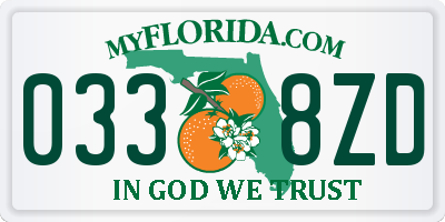 FL license plate 0338ZD