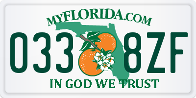 FL license plate 0338ZF