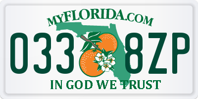 FL license plate 0338ZP