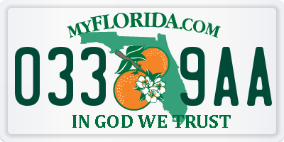 FL license plate 0339AA