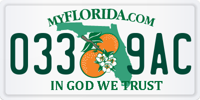 FL license plate 0339AC
