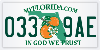 FL license plate 0339AE