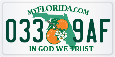 FL license plate 0339AF