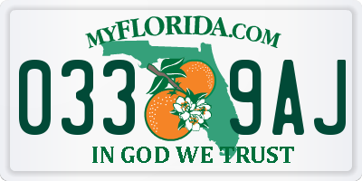 FL license plate 0339AJ