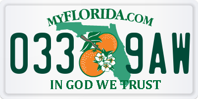 FL license plate 0339AW