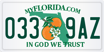 FL license plate 0339AZ