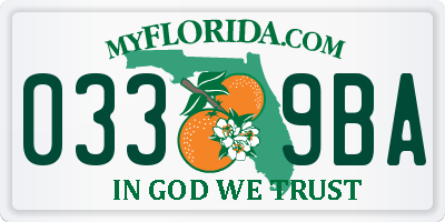 FL license plate 0339BA