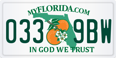 FL license plate 0339BW