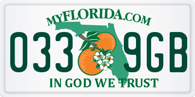 FL license plate 0339GB