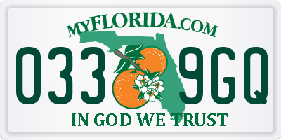 FL license plate 0339GQ