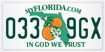 FL license plate 0339GX