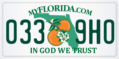 FL license plate 0339HO