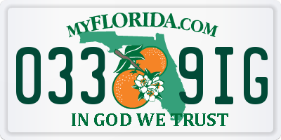 FL license plate 0339IG