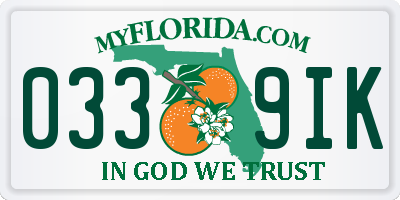FL license plate 0339IK