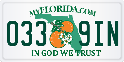 FL license plate 0339IN
