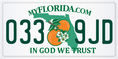 FL license plate 0339JD
