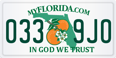 FL license plate 0339JO