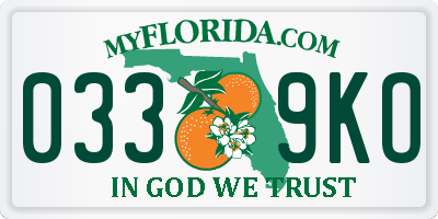 FL license plate 0339KO