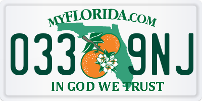 FL license plate 0339NJ