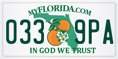 FL license plate 0339PA