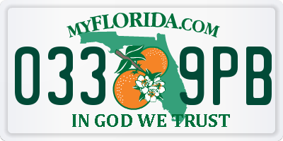 FL license plate 0339PB