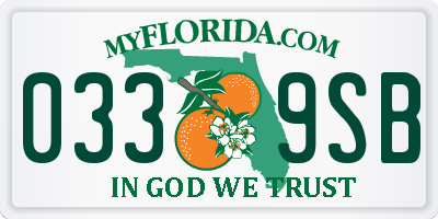 FL license plate 0339SB