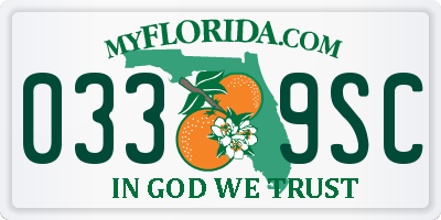 FL license plate 0339SC