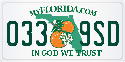 FL license plate 0339SD