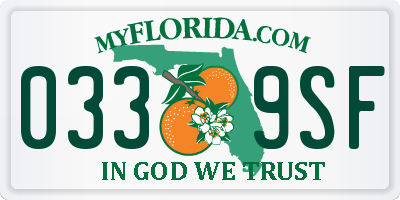 FL license plate 0339SF
