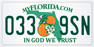FL license plate 0339SN