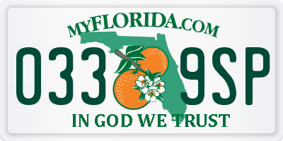 FL license plate 0339SP