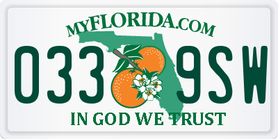 FL license plate 0339SW