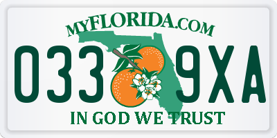 FL license plate 0339XA