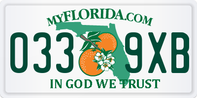 FL license plate 0339XB