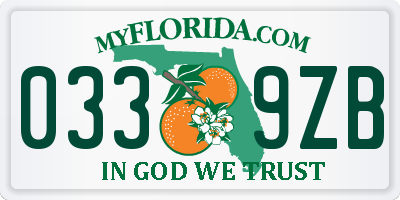 FL license plate 0339ZB