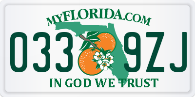 FL license plate 0339ZJ