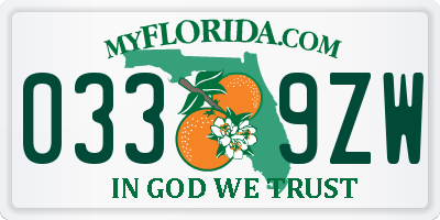 FL license plate 0339ZW