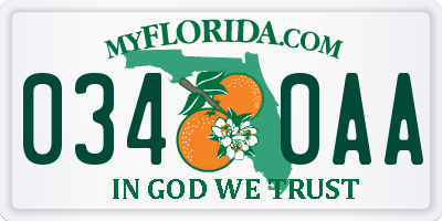 FL license plate 0340AA
