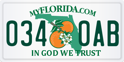 FL license plate 0340AB