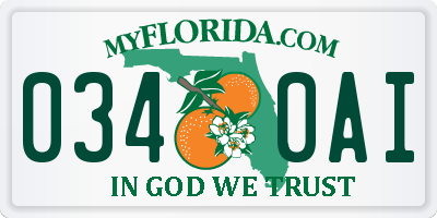 FL license plate 0340AI