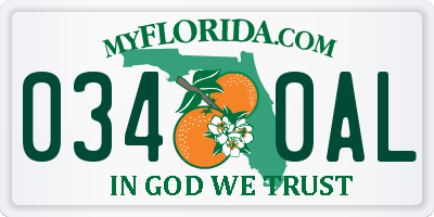 FL license plate 0340AL