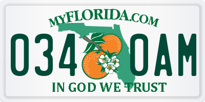 FL license plate 0340AM