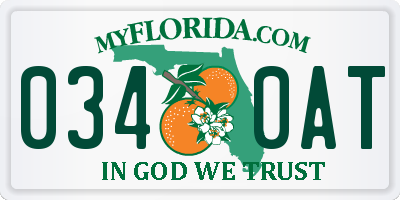 FL license plate 0340AT