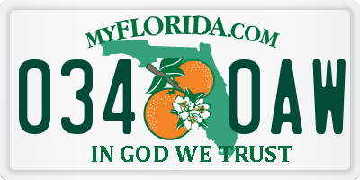 FL license plate 0340AW
