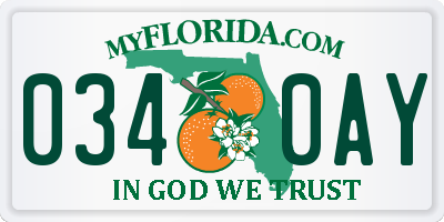 FL license plate 0340AY