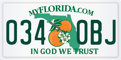 FL license plate 0340BJ
