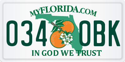 FL license plate 0340BK
