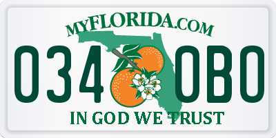 FL license plate 0340BO