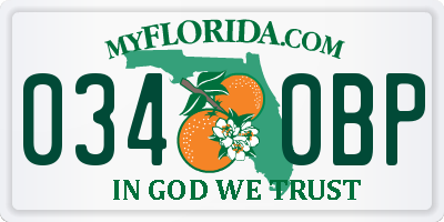 FL license plate 0340BP