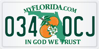 FL license plate 0340CJ